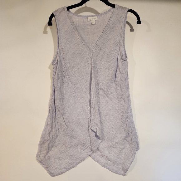 J. Jill Purejill Crinkled Linen Lagenlook Light Hyacinth Sleeveless Tunic Tank S - Picture 3 of 10